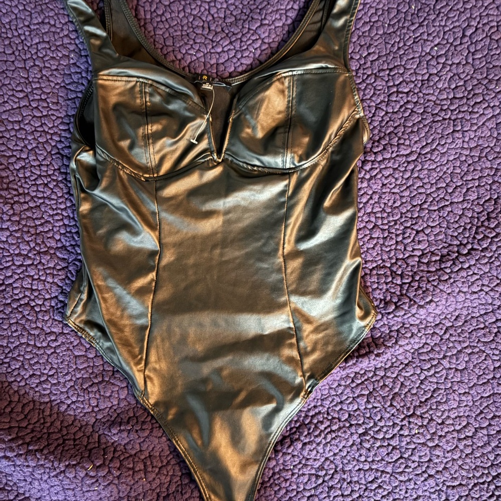 Iris Black Glossy Bodysuit
